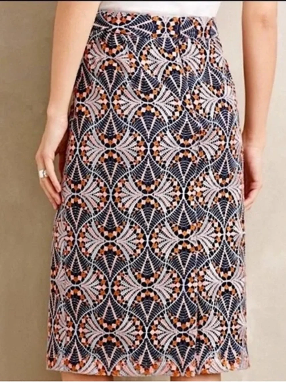 Anthropologie Moulinette Soeurs Svetla Lace Knit Midi Pencil Skirt Size 6 - Picture 2 of 10
